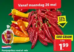 Lidl Puntpaprikas rood of mix aanbieding