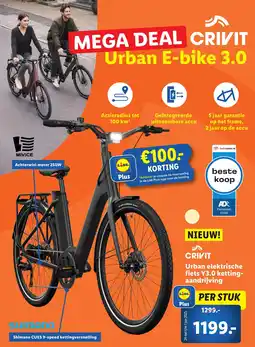 Lidl Urban elektrische fiets Y3.0 ketting aandrijving aanbieding