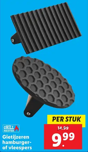Lidl Gietijzeren hamburger of vleespers aanbieding