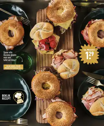 ALDI Bagel met roasted pork, hummus en gebakken paprika. aanbieding