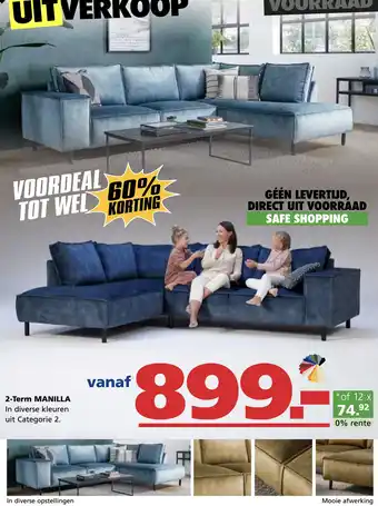 Seats and Sofas 2-Term MANILLA In diverse kleuren uit Categorie 2. aanbieding