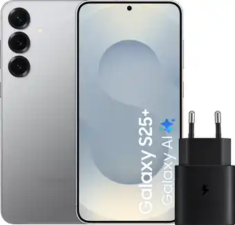 Coolblue Samsung Galaxy S25 Plus 256GB Zilver 5G + Samsung Oplader 25 Watt Zwart aanbieding