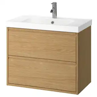 IKEA ÄngsjÖn / orrsjÖn Wastafelkast m lades/wastafel/kraan, eikenpatroon, 82x49x69 cm aanbieding