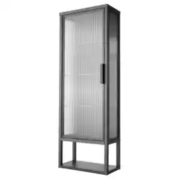 IKEA MossjÖn Badkamerkast m planken/glazen deur, antraciet, 36x18x102 cm aanbieding