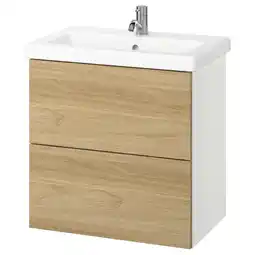 IKEA Enhet / tvÄllen Wastafelkast m lades/wastafel/kraan, wit/eikenpatroon, 64x43x65 cm aanbieding