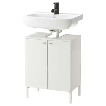 IKEA NysjÖn / bjÖrkÅn Wastafelkast met 2 deuren, wit, 54x40x80 cm aanbieding