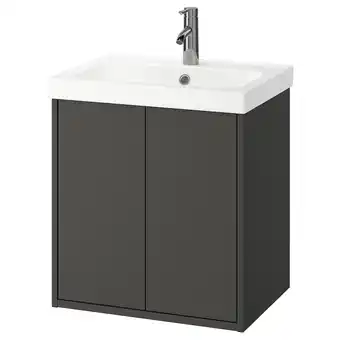 IKEA HavbÄck / orrsjÖn Wastafelkast m deuren/wastfl/kraan, donkergrijs, 62x49x69 cm aanbieding