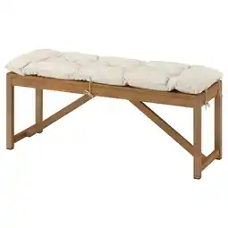 IKEA NÄmmarÖ Bank met kussen, lichtbruin gelazuurd/kuddarna licht grijsbeige, 120 cm aanbieding