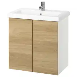 IKEA Enhet / tvÄllen Wastafelkast m deuren/wastfl/kraan, wit/eikenpatroon, 64x43x65 cm aanbieding