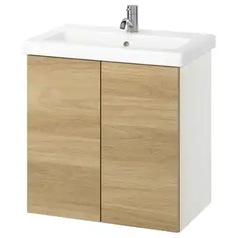 IKEA Enhet / tvÄllen Wastafelkast m deuren/wastfl/kraan, wit/eikenpatroon, 64x43x65 cm aanbieding