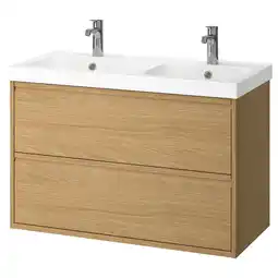 IKEA ÄngsjÖn / orrsjÖn Wastafelkst m lades/wastafel/kranen, eikenpatroon, 102x49x69 cm aanbieding