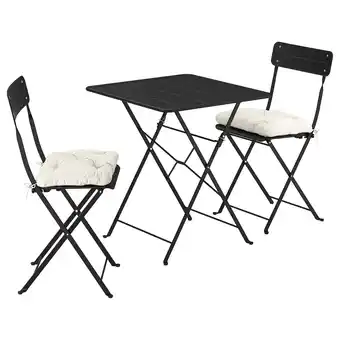 IKEA SundsÖ Tafel en 2 klapstoelen, buiten antraciet/antraciet Kuddarna lichtgrijs-beige, 65x65 cm aanbieding