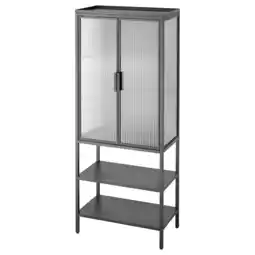 IKEA MossjÖn Vitrinekast met 2 deuren, antraciet, 60x34x146 cm aanbieding
