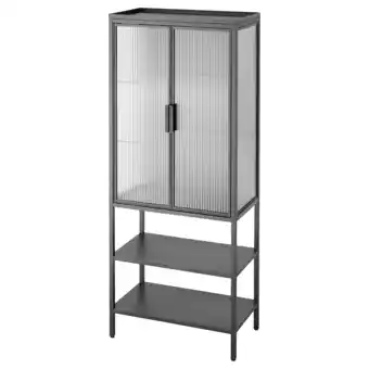 IKEA MossjÖn Vitrinekast met 2 deuren, antraciet, 60x34x146 cm aanbieding