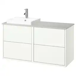 IKEA HavbÄck / orrsjÖn Wastafelkast/wastafel/kraan, wit/grijs steenpatroon, 122x49x71 cm aanbieding