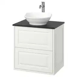 IKEA TÄnnforsen / vÄstersjÖn Wastafelkast m lades/wastafel/kraan, wit/zwart marmerpatroon, 62x49x79 cm aanbieding