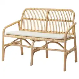 IKEA SalnÖ / gryttom Bank met kussen, met armsteun rotan/gransel naturel aanbieding