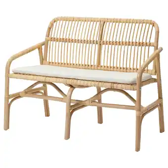 IKEA SalnÖ / gryttom Bank met kussen, met armsteun rotan/gransel naturel aanbieding