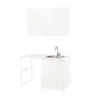 IKEA Enhet Was, wit/hoogglans wit, 139x63.5x87.5 cm aanbieding