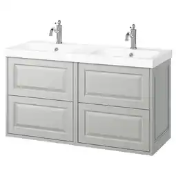 IKEA TÄnnforsen / orrsjÖn Wastafelkast/wastafel/kranen, lichtgrijs, 122x49x74 cm aanbieding