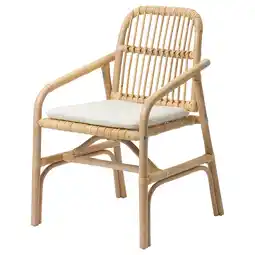 IKEA SalnÖ / gryttom Stoel met stoelkussen, met armsteun rotan/gransel naturel aanbieding