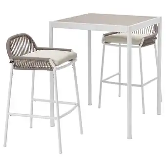 IKEA SegerÖn Bartafel en 2 barkrukken, buiten, wit/beige/frösön/duvholmen beige aanbieding