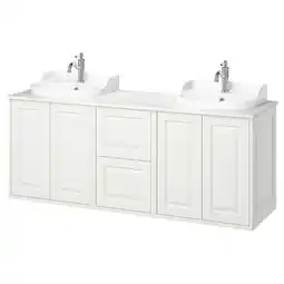 IKEA TÄnnforsen / rutsjÖn Wash-stand/wash-basins/taps, wit/wit marmerpatroon, 162x49x76 cm aanbieding