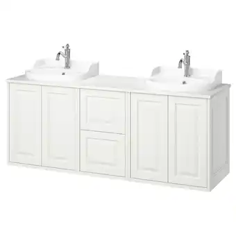 IKEA TÄnnforsen / rutsjÖn Wash-stand/wash-basins/taps, wit/wit marmerpatroon, 162x49x76 cm aanbieding