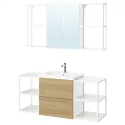 IKEA Enhet Badkamer, wit/eikenpatroon, 140x43x65 cm aanbieding