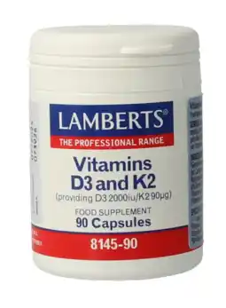 De Online Drogist Lamberts Vitamine D3 En K2 Capsules 90CP aanbieding