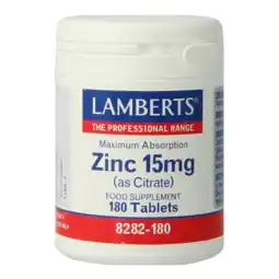De Online Drogist Lamberts Zink Citraat 15 mg Tabletten 180TB aanbieding