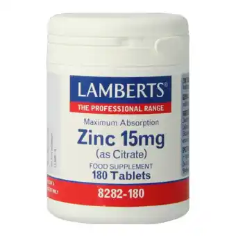 De Online Drogist Lamberts Zink Citraat 15 mg Tabletten 180TB aanbieding