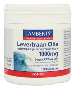 De Online Drogist Lamberts Levertraanolie 1000mg Capsules 180CP aanbieding