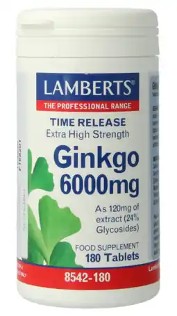 De Online Drogist Lamberts Ginkgo 6000mg Time Release Tabletten 180TB aanbieding