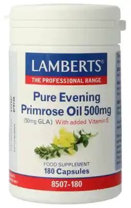 De Online Drogist Lamberts Teunisbloemolie 500mg Capsules 180VCP aanbieding