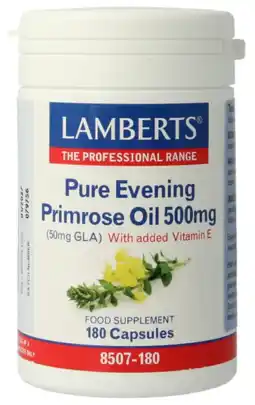 De Online Drogist Lamberts Teunisbloemolie 500mg Capsules 180VCP aanbieding