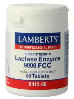 De Online Drogist Lamberts Lactase Enzym 9000 FCC Tabletten 60TB aanbieding