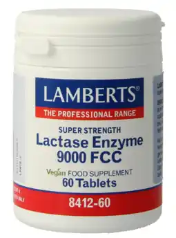 De Online Drogist Lamberts Lactase Enzym 9000 FCC Tabletten 60TB aanbieding
