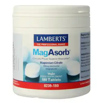 De Online Drogist Lamberts MagAsorb 150mg Tabletten 180TB aanbieding