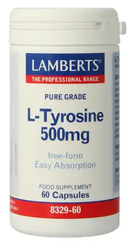 De Online Drogist Lamberts L-tyrosine 500mg Capsules 60CP aanbieding