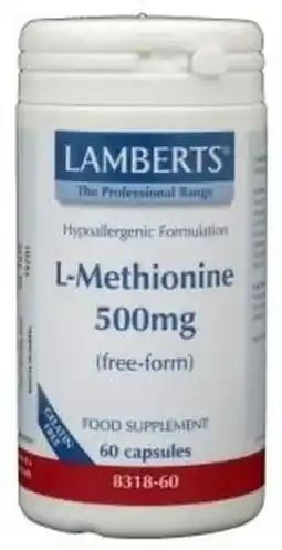 De Online Drogist Lamberts L-methionine 500mg Vegacapsules 60VCP aanbieding