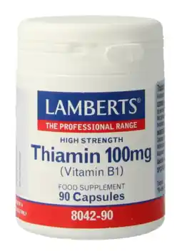 De Online Drogist Lamberts Thiamine 100 mg Capsules 90VCP aanbieding