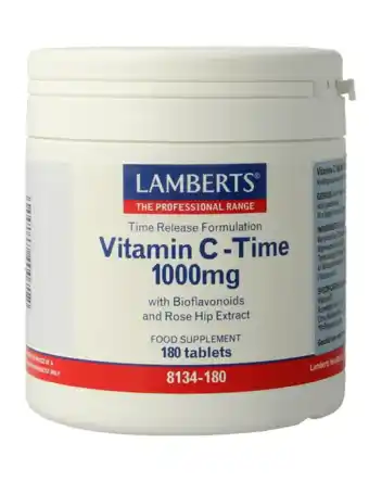 De Online Drogist Lamberts Vitamine C 1000Time Release & Bioflavonoiden Tabletten 180TB aanbieding