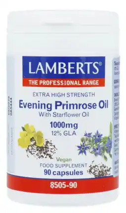 De Online Drogist Lamberts Teunisbloem Met Borageolie 1000mg Capsules 90CP aanbieding