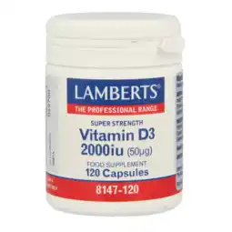 De Online Drogist Lamberts Vitamine D3 2000ie Capsules 120CP aanbieding