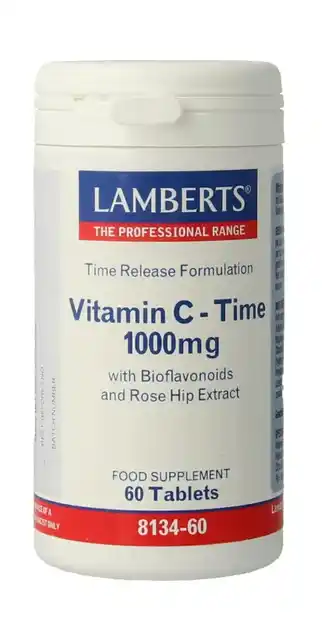 De Online Drogist Lamberts Vitamine C 1000 mg Time Release & Bioflavonoiden Tabletten 60TB aanbieding