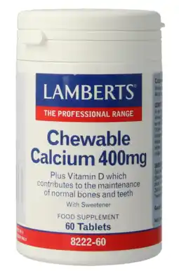 De Online Drogist Lamberts Calcium 400mg + Vitamine D Kauwtabletten 60KTB aanbieding