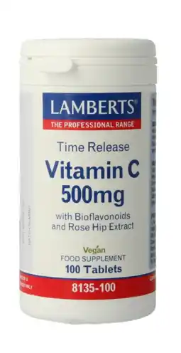 De Online Drogist Lamberts Vitamine C 500 Time Release & Bioflavonoiden Tabletten 100TB aanbieding