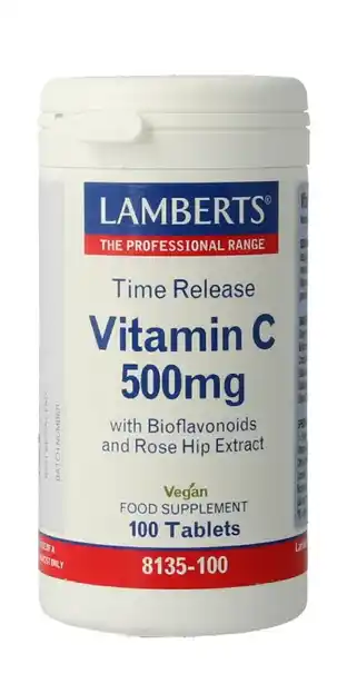 De Online Drogist Lamberts Vitamine C 500 Time Release & Bioflavonoiden Tabletten 100TB aanbieding