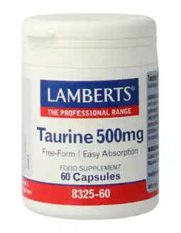 De Online Drogist Lamberts Taurine 500mg Capsules 60VCP aanbieding